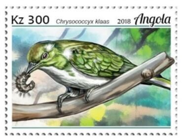 Stamp, Chrysococcyx klass, Angola,  , Animals (Fauna), Birds