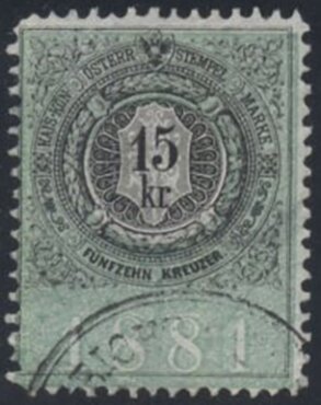 Stamp, Stempel Marke 1881 15kr, Austria,  , Numbers
