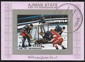 Souvenir Sheet, Ice Hockey, Ajman,  , Ice-hockey, Olympic Games