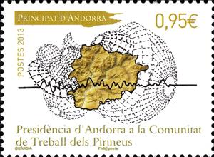 Stamp, Andorran Presidency at the Working Community of the Pyrenees, Andorra, French Administration,  