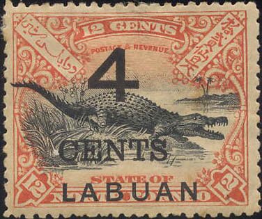 Saltwater Crocodile (Crocodylus porosus) Surcharged 4 CENTS