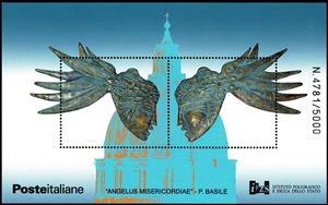 Souvenir Sheet, Angelus Misericordiae, Cinderellas,  , Churches - Cathedrals - Basilicas - Chapels, Statues