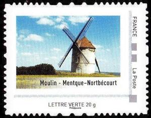 Stamp, Moulin - Mentque - Nortbécourt, France,  , Windmills