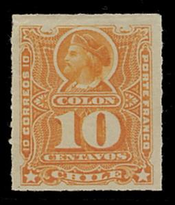 Stamp, Christopher Columbus (1451-1506) - orange, Chile,  