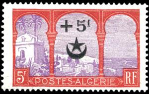 Stamp, Overlooking the Bay of Algiers, 5 trees, Algeria,  , Buildings, Landscapes, Townscapes / City Views