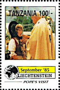 Stamp, Papal Visit in Liechtenstein (August 1985), Tanzania,  , Popes, Religion