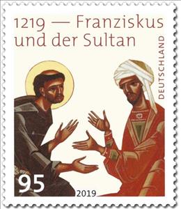 Stamp, 700th Anniversary of Saint Francis' Dialogue with Sultan, Germany, Federal Republic,  , Anniversaries and Jubilees, Diplomacy, Saints, Sultan
