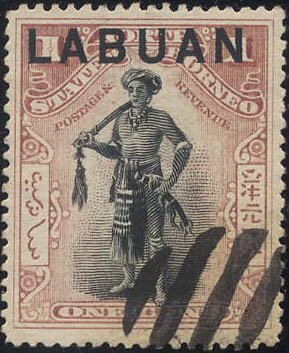 Stamp, Dayak Chieftain, Labuan,  , Tribal Chiefs and Caciques