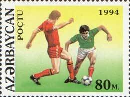 Stamp, football players, Azerbaijan,  , Football (Soccer)