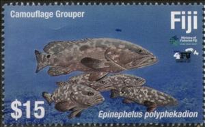 Stamp, Camouflage Grouper, Fiji,  , Animals (Fauna), Fishes, Sea Life