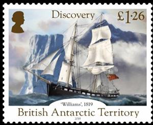 Stamp, Exploration Ship Williams, British Antarctic Territory (BAT),  , Explorers, Sailing Ships