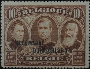 Stamp, Surcharge "Allemagne Duitschland" on Three Kings, Belgium,  , Famous People, Heads of State, Kings, Men, Royalty