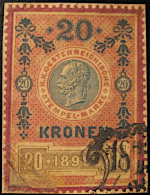 Stempel Marke 1898 20 krone