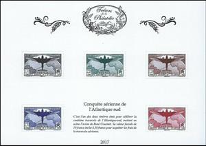 Souvenir Sheet, Centenary of First Flight over the Sout Atlantic, France,  , Aircraft, Globes, Maps, Stylized Objects
