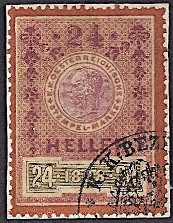 Stempel Marke 1898 24 heller