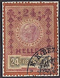 Stamp, Stempel Marke 1898 24 heller, Austria,  , Numbers