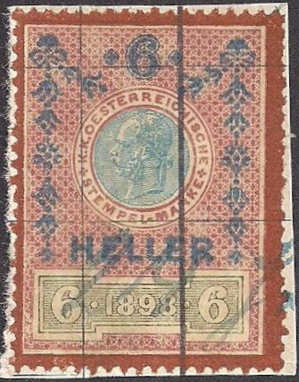 Stempel Marke 1898 6 heller