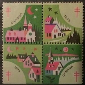 Se-tenant, Sleeping Town at night, Cinderellas,  , Charity, Christmas, Tuberculosis / TBC