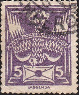 Stamp, Dove, Czechoslovakia,  , Birds, Pigeons, Stylized Animals
