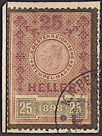 Stempel Marke 1898 25 heller