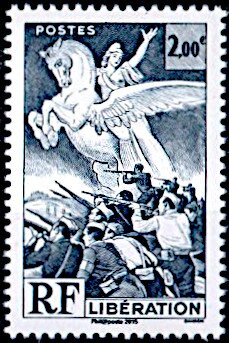 Stamp, Liberation, France,  , Horses, Military Forces, Second World War, Weapons