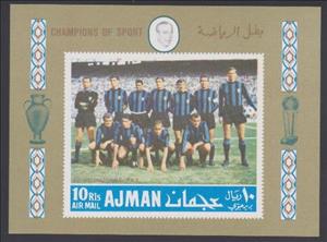 Souvenir Sheet, F.C. Internazionale Milano, Ajman,  , Football (Soccer), Sports