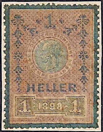 Stempel Marke 1898 1 heller