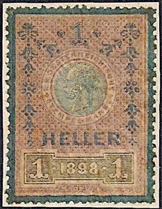 Stamp, Stempel Marke 1898 1 heller, Austria,  , Numbers