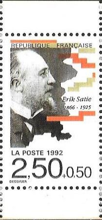 Stamp, Erik Satie (1866-1925), France,  , Composers, Famous People, Men, Music, Musicians