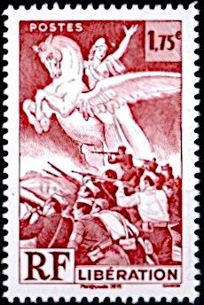 Stamp, Liberation, France,  , Horses, Military Forces, Second World War, Weapons