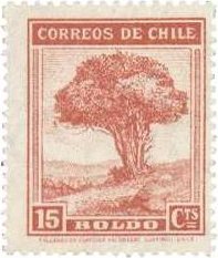Stamp, Boldo tree, Chile,  , Trees