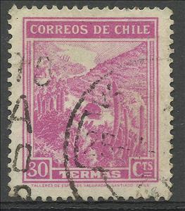 Stamp, Mineral spas, Chile,  , Landscapes, Mountains, Cacti, Plants (Flora)