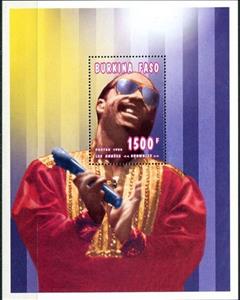 Souvenir Sheet, Stevie Wonder, Burkina Faso,  , Artists, Famous People, Music, Musicians, Singers
