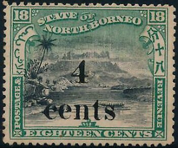 Mount Kinabalu Surcharged "4 Cents"