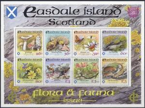 Souvenir Sheet, Flora and Fauna Issue, Cinderellas,  , Animals (Fauna), Birds, Butterflies, Flowers, Insects, Lichens, Mushrooms