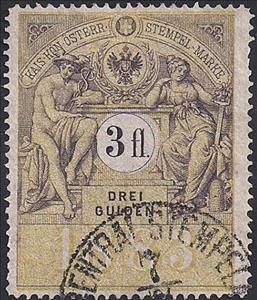 Stamp, Stempel Marke 1883 3fl, Austria,  , Numbers