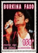 Stamp, Michael Jackson, Burkina Faso,  , Artists, Famous People, Music, Musicians, Singers