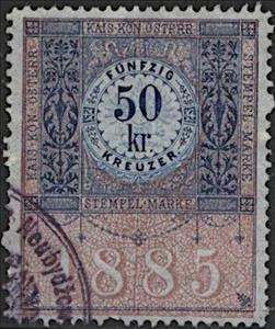 Stamp, Stempel Marke 1885 50kr, Austria,  , Numbers