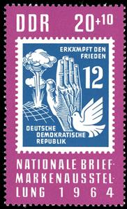 Stamp, Stamp exposition, Germany, Democratic Republic,  , Peace Doves, Hands