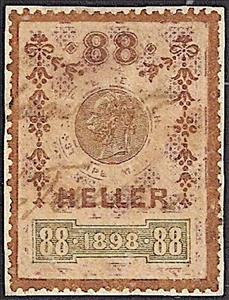 Stamp, Stempel Marke 1898 88 heller, Austria,  , Numbers