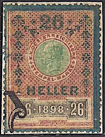Stempel Marke 1898 26 heller
