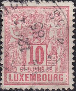 Stamp, Allegories of "Agriculture" and "Commerce", Luxembourg,  , Coats of Arms