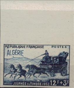 Stamp, Diligence, Algeria,  , Carriages, Horses, Postal History, Postal Services, Postal Traffic, Stamp Day