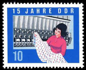 Stamp, Weaver, loom, Germany, Democratic Republic,  