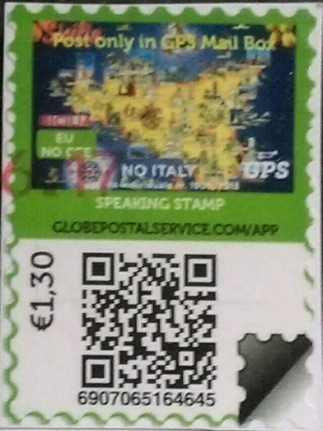 Map of Italian Tourist Location. Speaking Stamp