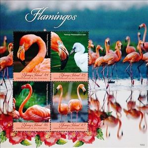 Mini Sheet, Phoenicoptrus ruber, Saint Vincent Grenadines,  , Animals (Fauna), Birds, Flamingos