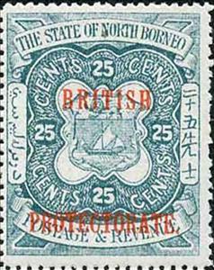 Stamp, Coat of Arms Overprinted "BRITISH PROTECTORATE.", North Borneo,  , Coats of Arms