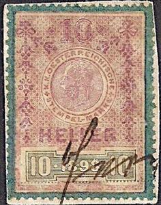Stamp, Stempel Marke 1898 10 heller, Austria,  , Numbers