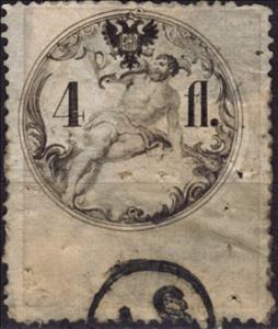 Stamp, Stempel Marke 1858 4fl, Austria,  , Numbers
