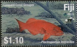 Stamp, Leopard Coral Grouper, Fiji,  , Animals (Fauna), Fishes, Sea Life